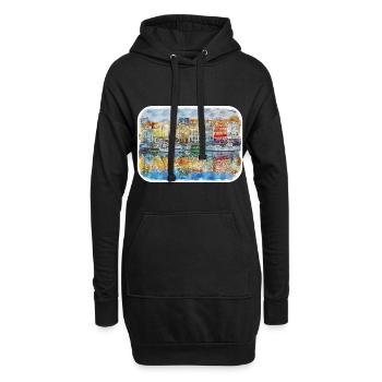 Copenhague Danemark Aquarelle Sketch Illustration - Sweat-shirt à capuche long Femme - noir - Devant