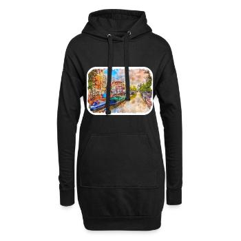 Pays-Bas Aquarelle Esquisse Dessinée Illustration - Sweat-shirt à capuche long Femme - noir - Devant