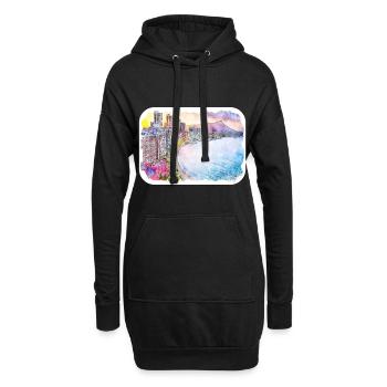 Marrakech Morrocco Aquarelle Esquisse Dessinée Peinture - Sweat-shirt à capuche long Femme - noir - Devant