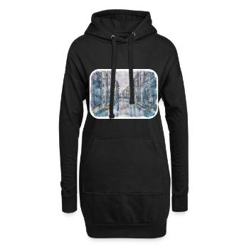 Copenhague Danemark Aquarelle Sketch Illustration - Sweat-shirt à capuche long Femme - noir - Devant