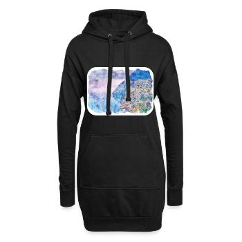 Positano Italie Aquarelle Sketch Illustration - Sweat-shirt à capuche long Femme - noir - Devant