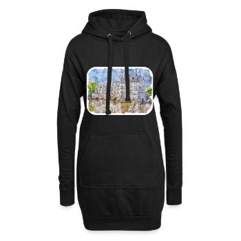 Frankreich Aquarellskizze Handgezeichnete Illustration - Hoodie-Kleid - Schwarz - Vorne