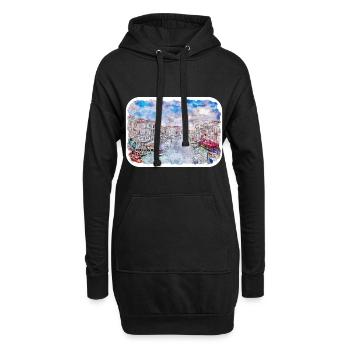 Venise Italie Aquarelle Esquisse Illustration - Sweat-shirt à capuche long Femme - noir - Devant