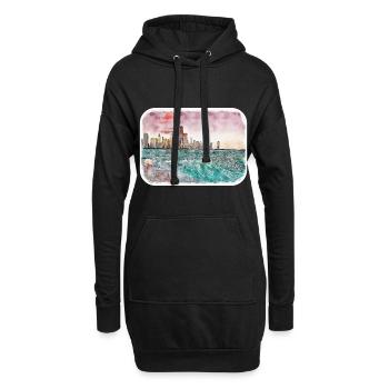 Chicago USA Aquarell Skizze gezeichnete Illustration - Hoodie-Kleid - Schwarz - Vorne
