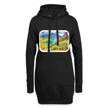 Norvège Aquarelle Esquisse Dessinée à la main Illustration - Sweat-shirt à capuche long Femme - noir - Devant