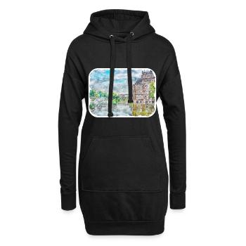 Binnenhof Niederlande Aquarellskizze Zeichnung - Hoodie-Kleid - Schwarz - Vorne