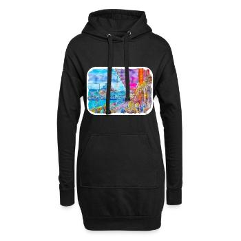 Istanbul Türkei Aquarell Skizze Zeichnung Zeichnung - Hoodie-Kleid - Schwarz - Vorne