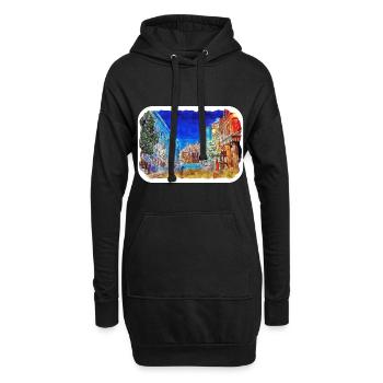 Los Angeles USA Aquarelle Sketch Illustration - Sweat-shirt à capuche long Femme - noir - Devant