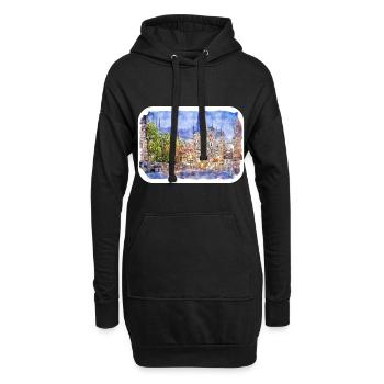 Prag Tschechien Aquarell Skizze Zeichnung - Hoodie-Kleid - Schwarz - Vorne