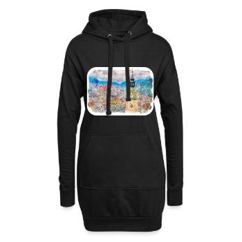 Brasov Roumanie Aquarelle Sketch Illustration - Sweat-shirt à capuche long Femme - noir - Devant