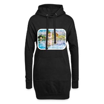 Marrakech Maroc Aquarelle Esquisse Dessinée Paintin - Sweat-shirt à capuche long Femme - noir - Devant