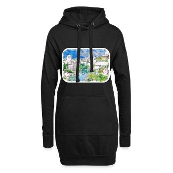 Bosnie repère aquarelle croquis peinture dessin - Sweat-shirt à capuche long Femme - noir - Devant