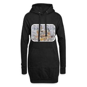 Europe croquis aquarelle illustration dessinée à la main - Sweat-shirt à capuche long Femme - noir - Devant