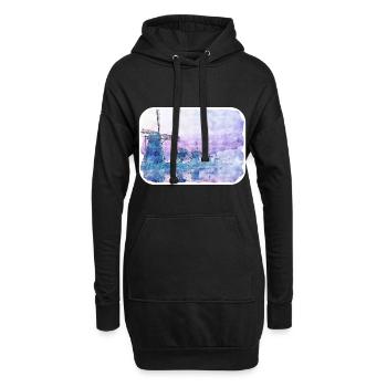 Pays-Bas Aquarelle Esquisse Dessinée Illustration - Sweat-shirt à capuche long Femme - noir - Devant