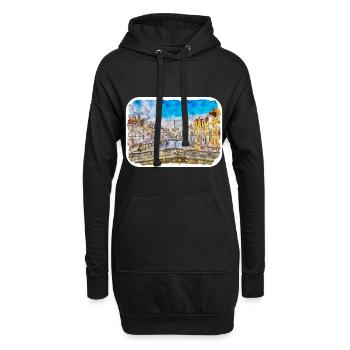 Belgien Wahrzeichen Aquarell Skizze Farbe Zeichnung - Hoodie-Kleid - Schwarz - Vorne