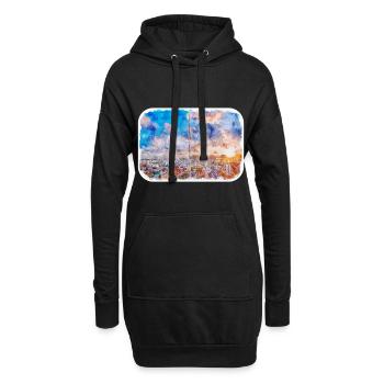 Berlin Allemagne Aquarelle Esquisse Dessinée Peinture - Sweat-shirt à capuche long Femme - noir - Devant