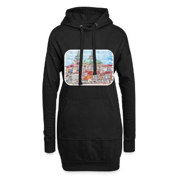 Prague République tchèque Aquarelle Dessin d’esquisse - Sweat-shirt à capuche long Femme - noir - Devant