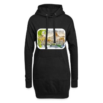 Rom Italien Aquarell Skizze Handgezeichnetes Gemälde - Hoodie-Kleid - Schwarz - Vorne