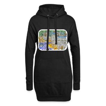 Madrid Espagne Aquarelle Esquisse Peinture Dessin - Sweat-shirt à capuche long Femme - noir - Devant