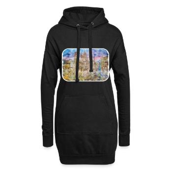 Barcelona Spanien Aquarellskizze Gezeichnete Zeichnung - Hoodie-Kleid - Schwarz - Vorne