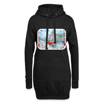 Habana Kuba Aquarell Skizze Gezeichnete Illustration - Hoodie-Kleid - Schwarz - Vorne