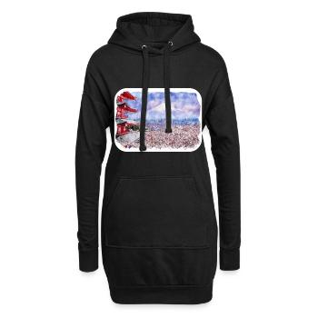 Japan Aquarellskizze Handgezeichnete Illustration - Hoodie-Kleid - Schwarz - Vorne