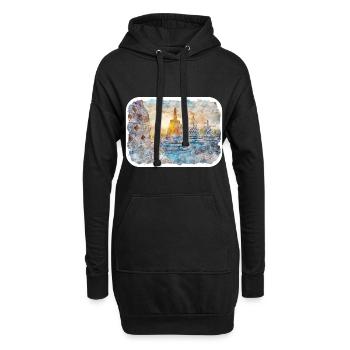 Indonésie Aquarelle Esquisse Dessinée à la Main Peinture - Sweat-shirt à capuche long Femme - noir - Devant