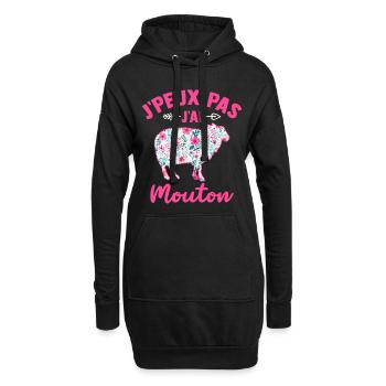 J'peux pas j'ai moutom t-shirt humour moutons - Sweat-shirt à capuche long Femme - noir - Devant