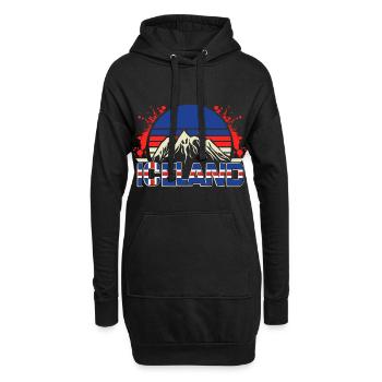 Island Isländer Fahne - Hoodie-Kleid - Schwarz - Vorne
