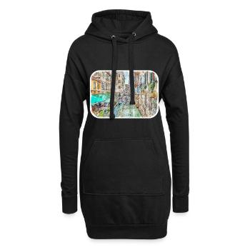 Italien Aquarellskizze Handgezeichnete Illustration - Hoodie-Kleid - Schwarz - Vorne