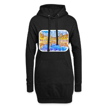 France Aquarelle Croquis Illustration Dessinée à la Main - Sweat-shirt à capuche long Femme - noir - Devant