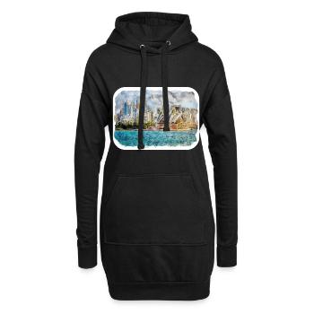 Australie Aquarelle Croquis Peinture dessinée à la main - Sweat-shirt à capuche long Femme - noir - Devant