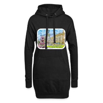 San Sebastian Croatie Aquarelle Croquis Dessiné Illu - Sweat-shirt à capuche long Femme - noir - Devant