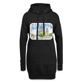 Berlin Allemagne Aquarelle Croquis Dessiné Peinture - Sweat-shirt à capuche long Femme - noir - Devant