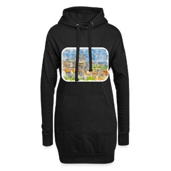 Europa Aquarellskizze Handgezeichnete Illustration - Hoodie-Kleid - Schwarz - Vorne