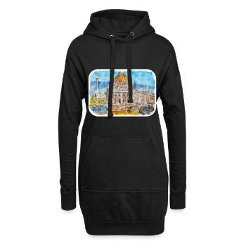Berlin Allemagne Aquarelle Croquis Dessiné Peinture - Sweat-shirt à capuche long Femme - noir - Devant