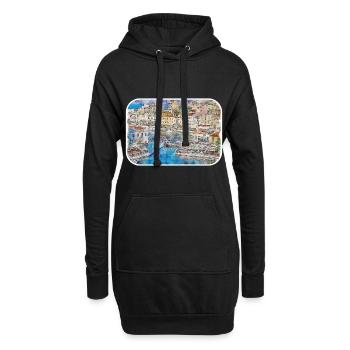 Athènes Grèce Aquarelle Illustration - Sweat-shirt à capuche long Femme - noir - Devant