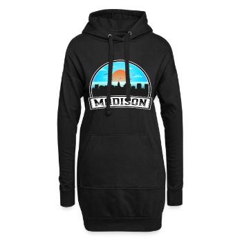 Madison Wisconsin Usa Skyline Vintage Sunset Trave - Hoodie-Kleid - Schwarz - Vorne