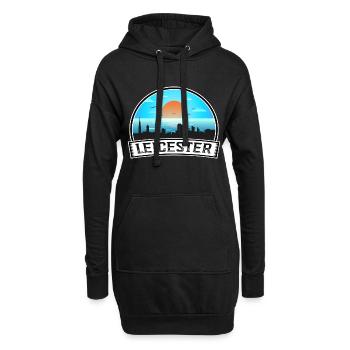 Leicester England Skyline Vintage Sonnenuntergang Reisen So - Hoodie-Kleid - Schwarz - Vorne