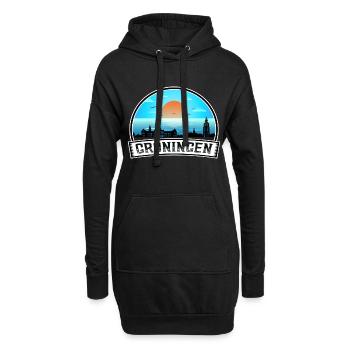 Groningen Niederlande Skyline Vintage Sunset Trave - Hoodie-Kleid - Schwarz - Vorne