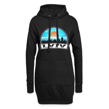 Lviv Ukraine Skyline Vintage Sunset Travel Souveni - Sweat-shirt à capuche long Femme - noir - Devant