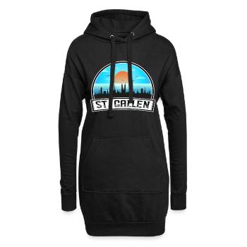 Saint-Gall Suisse Skyline Vintage Sunset - Sweat-shirt à capuche long Femme - noir - Devant