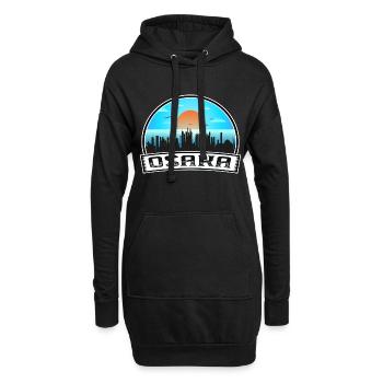 Osaka Japon Skyline Vintage Sunset Souvenir de voyage - Sweat-shirt à capuche long Femme - noir - Devant
