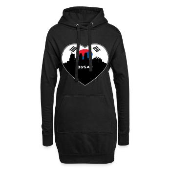 Busan South Korea Flag Skyline Travel Souvenir - Hoodie Dress - black - Front