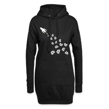 Die Coin Raketen - Hoodie-Kleid - Schwarz - Vorne