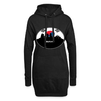 Busan South Korea Flag Skyline Silhouette Travel - Hoodie Dress - black - Front