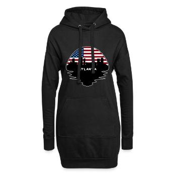Atlanta Georgia États-Unis Flag Skyline Silhouette Voyage - Sweat-shirt à capuche long Femme - noir - Devant