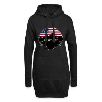 Jersey City New Jersey États-Unis Flag Skyline Silhouette - Sweat-shirt à capuche long Femme - noir - Devant