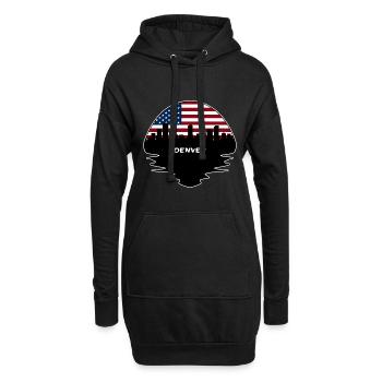 Denver Colorado États-Unis Flag Skyline Silhouette Voyage - Sweat-shirt à capuche long Femme - noir - Devant