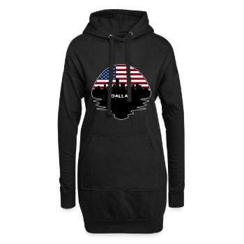 Dallas Texas États-Unis Flag Skyline Silhouette Voyage - Sweat-shirt à capuche long Femme - noir - Devant